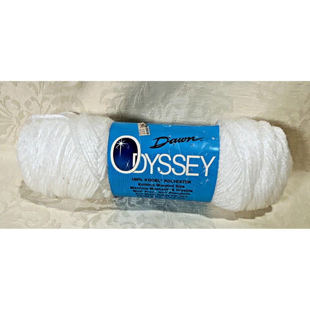 Dawn Odyssey 100% Kodel Polyester Yarn Worsted Weight 4 White Skein Y88